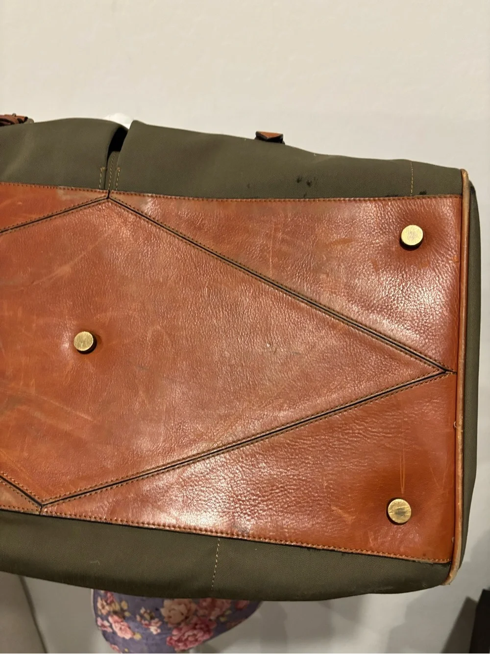 Trafalgar Olive Green and Brown Leather Trim Weekender duffle Bag